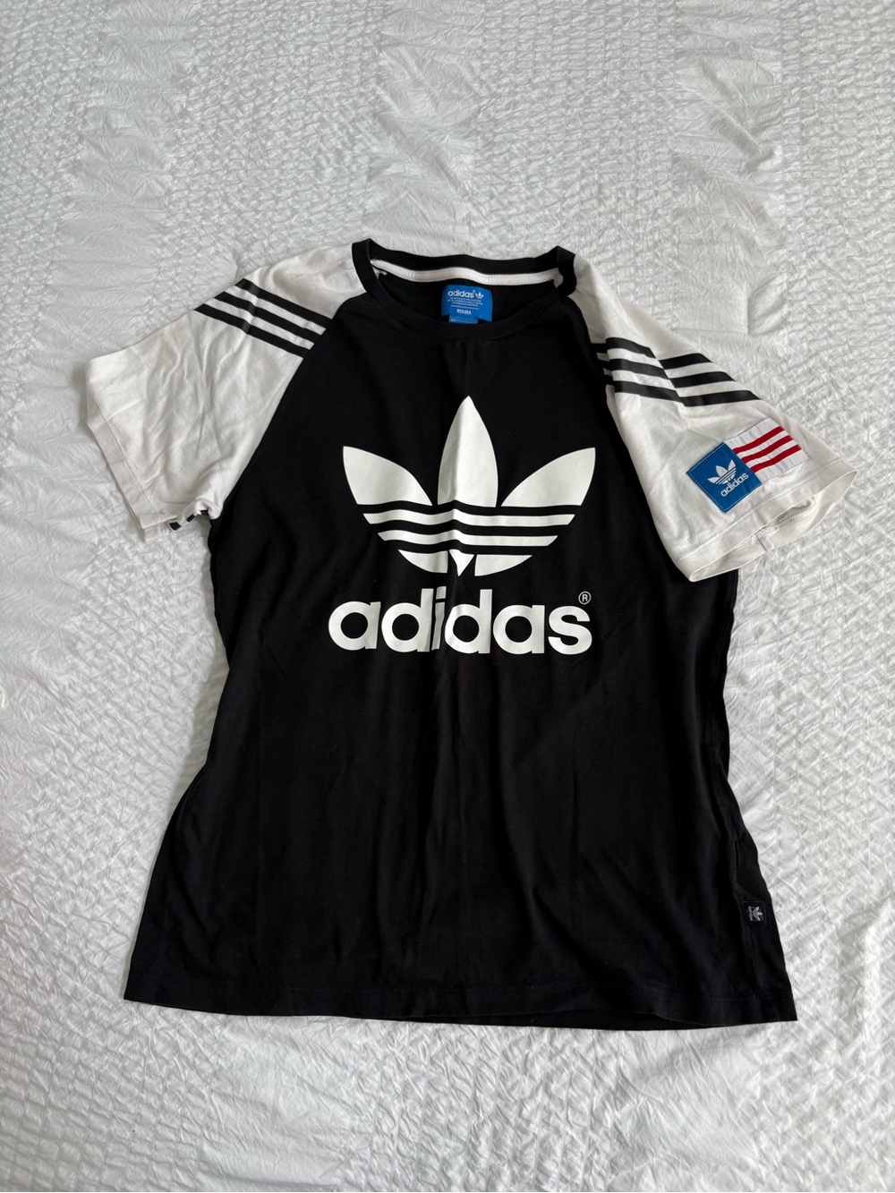 Adidas Black & White Trefoil Raglan Sleeve Tee